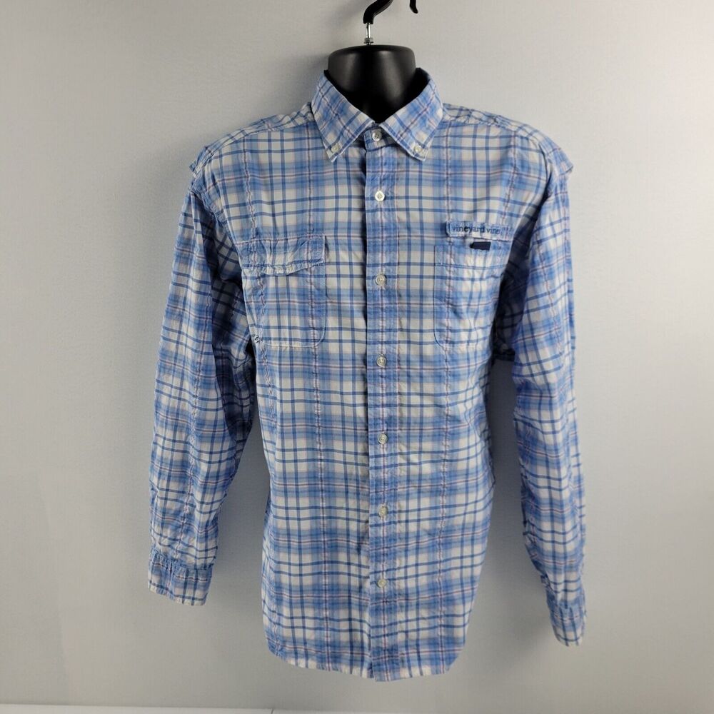 vineyard vines performance harbor shirt L blue 3032